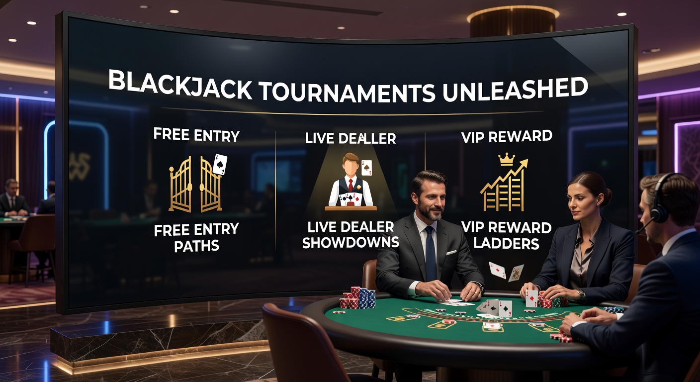 Intense blackjack tournament action with players focused at green-felt tables under casino lights