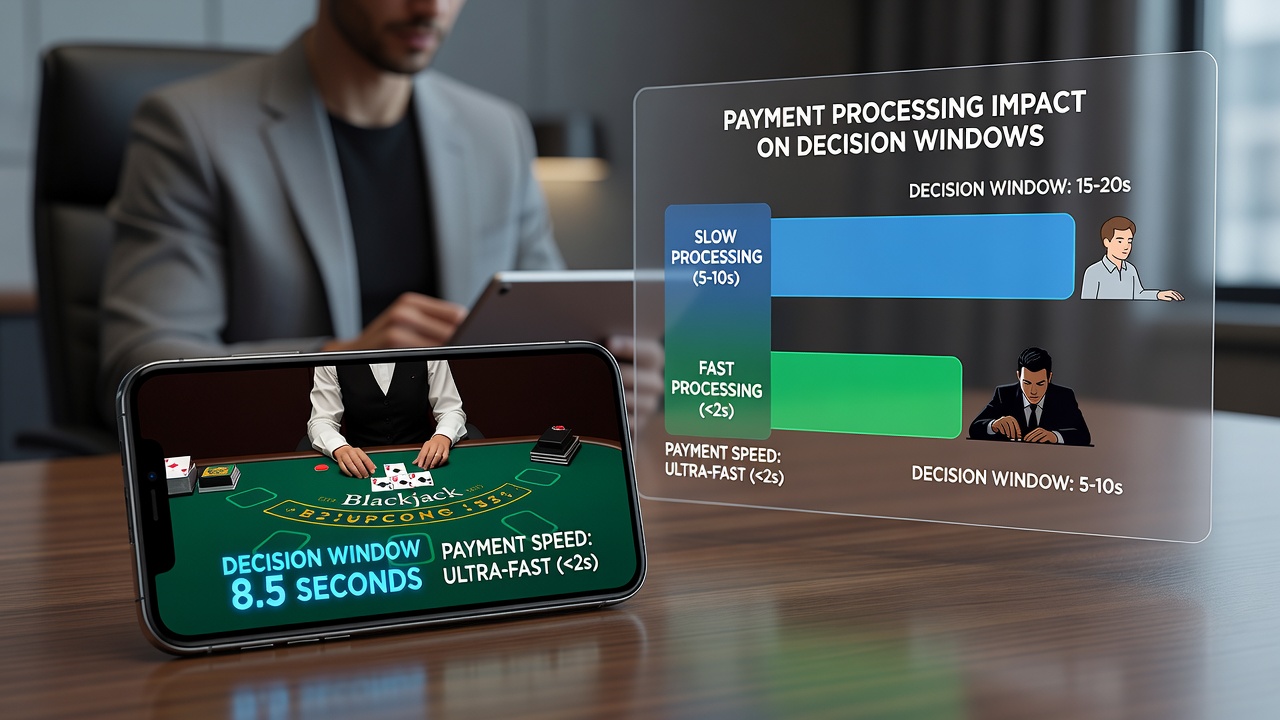 Close-up of a smartphone screen showing live blackjack hand with payment confirmation notification overlay