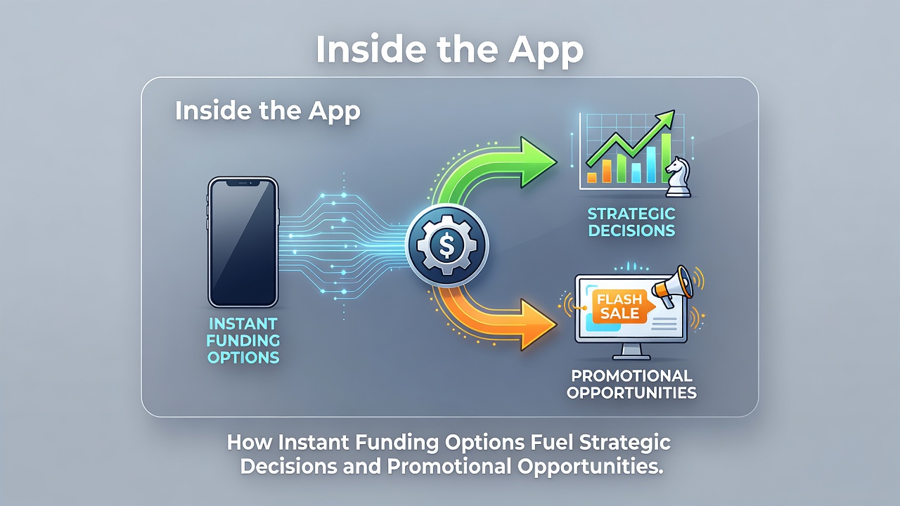 Player using mobile app to access live blackjack table with funding notifications active