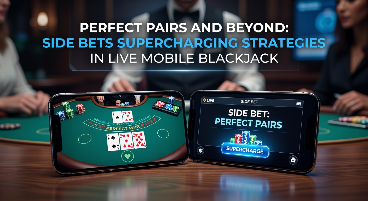 Live mobile blackjack interface showing Perfect Pairs side bet options activated on a touchscreen device during a streamed dealer session