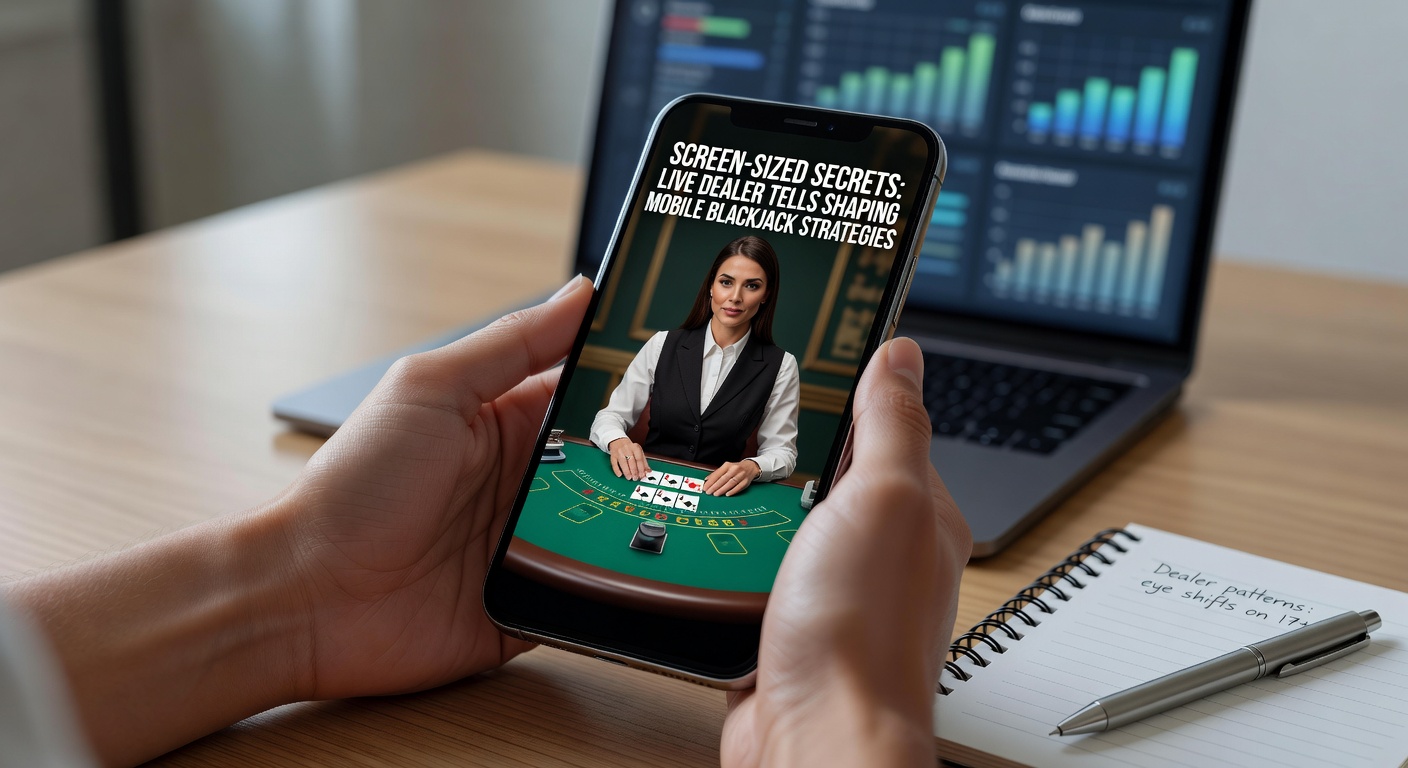 Split-screen comparison of blackjack on mobile versus desktop, emphasizing enlarged dealer hand movements on the phone interface