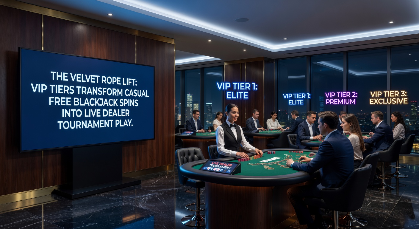 Dynamic live dealer blackjack tournament in progress, with VIP players strategizing at multi-screen setups amid cheering crowds