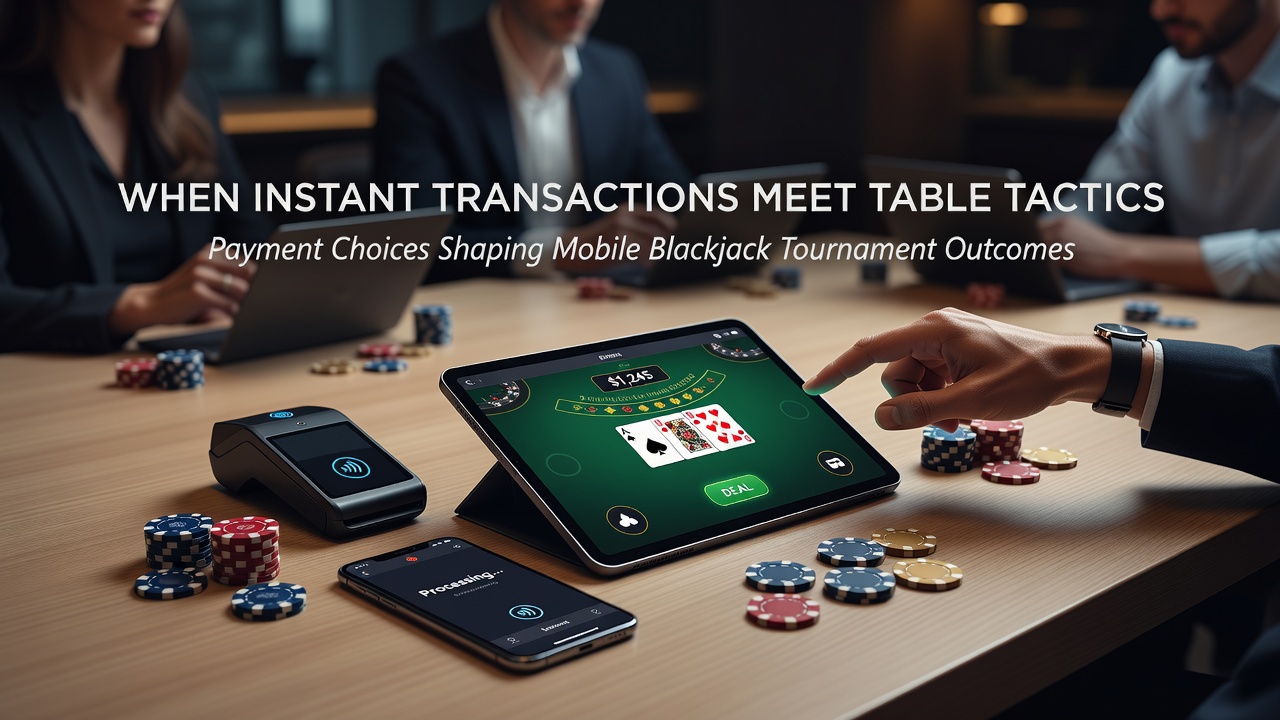 Close-up of smartphone screen showing instant transaction confirmation during a mobile blackjack tournament round